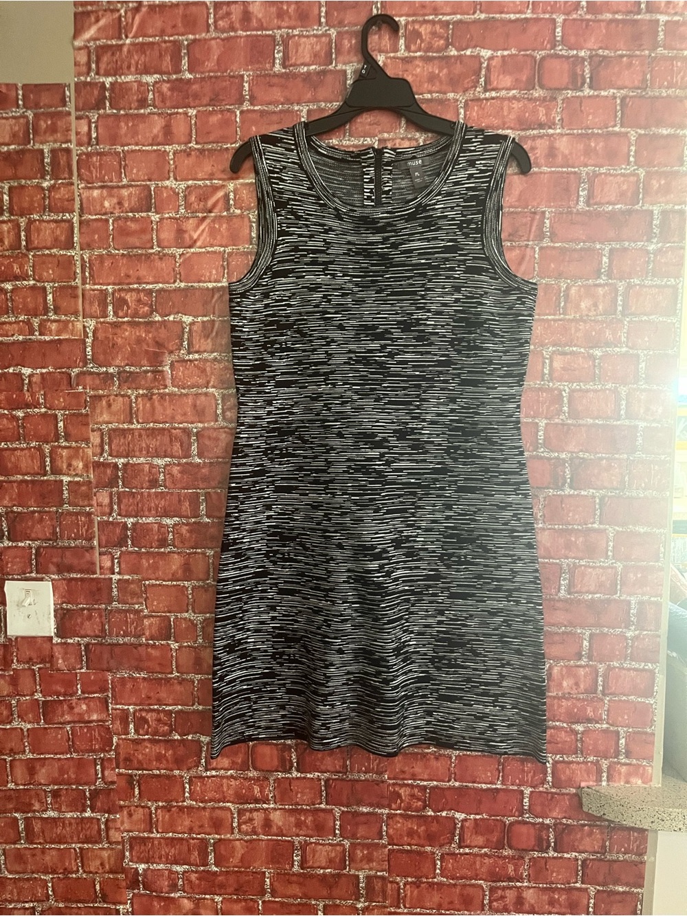 Muse Black & Gray Space-Dye Sleeveless Knit Mini Dress